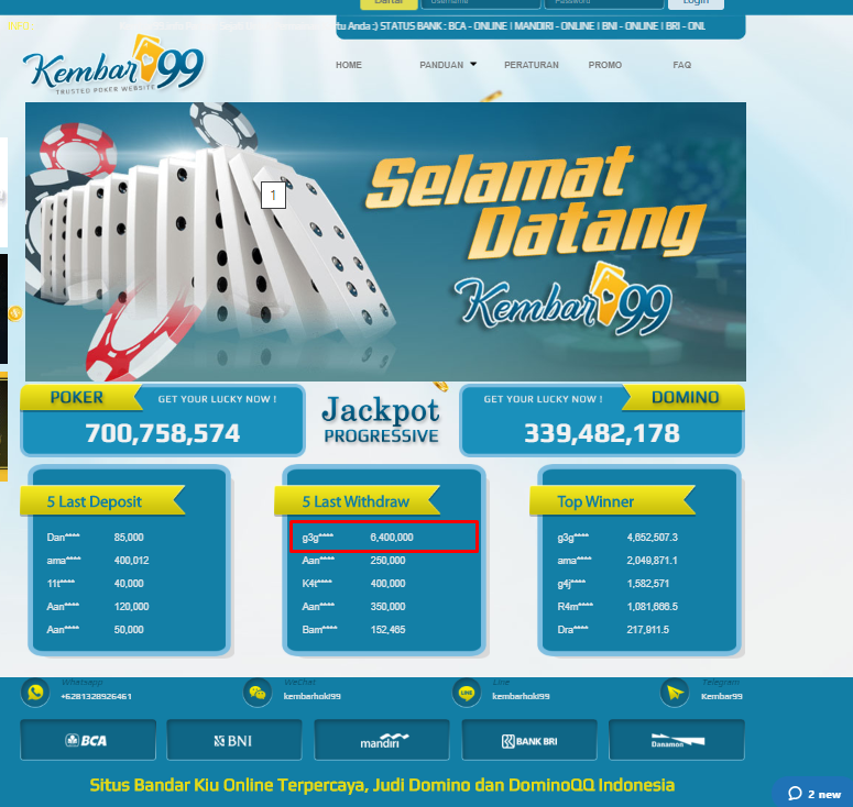 JACKPOT BERMAIN DOMINO99 DI KEMBAR99